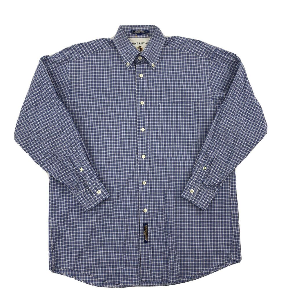 Vintage Tommy Hilfiger Mens Check Long Sleeve Button Down Dress Shirt 15½ - 33